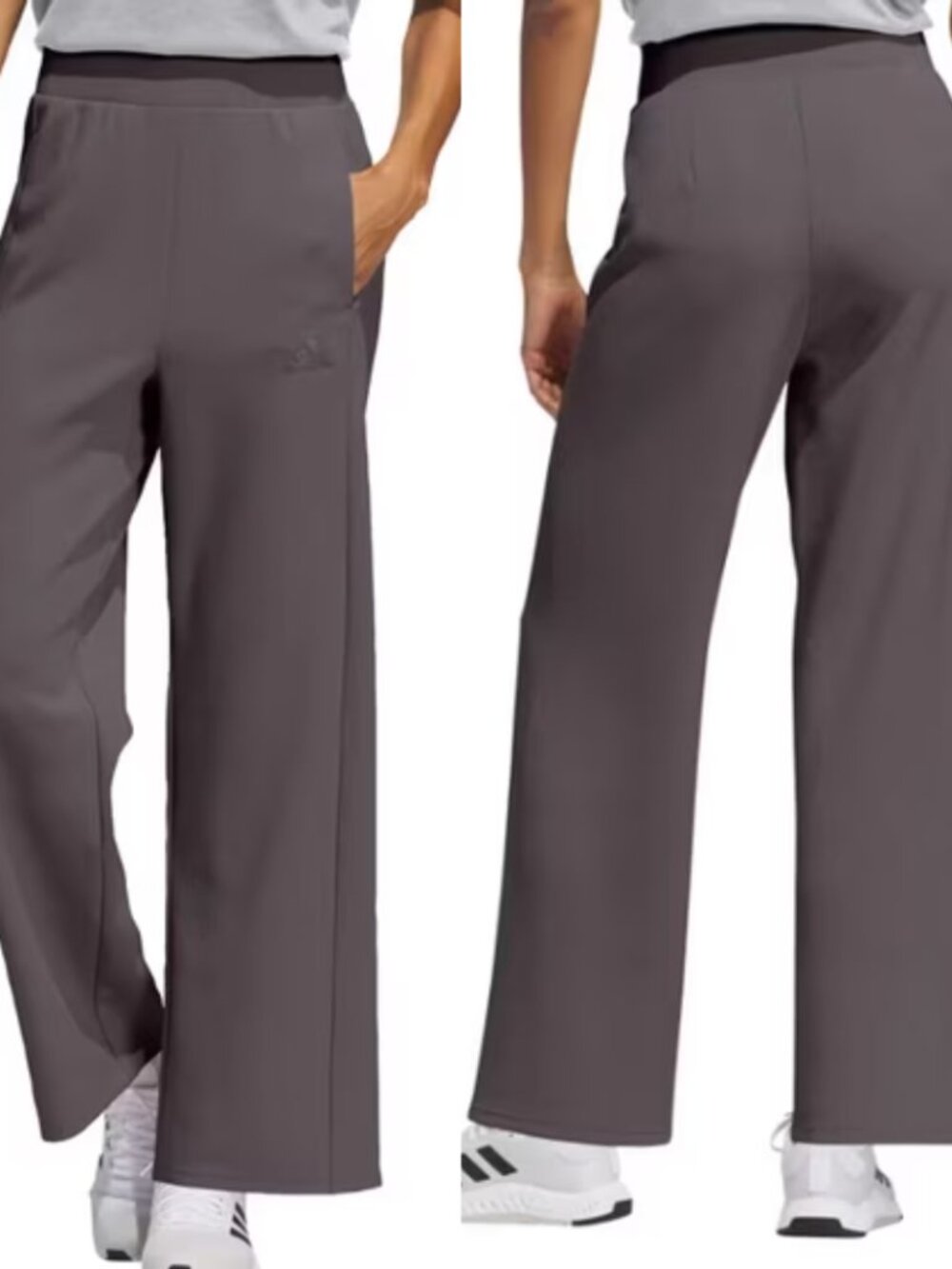 Adidas Women's Wide Leg Zip Pockets Active Pants Yoga Flare Brown Size Large NEW
